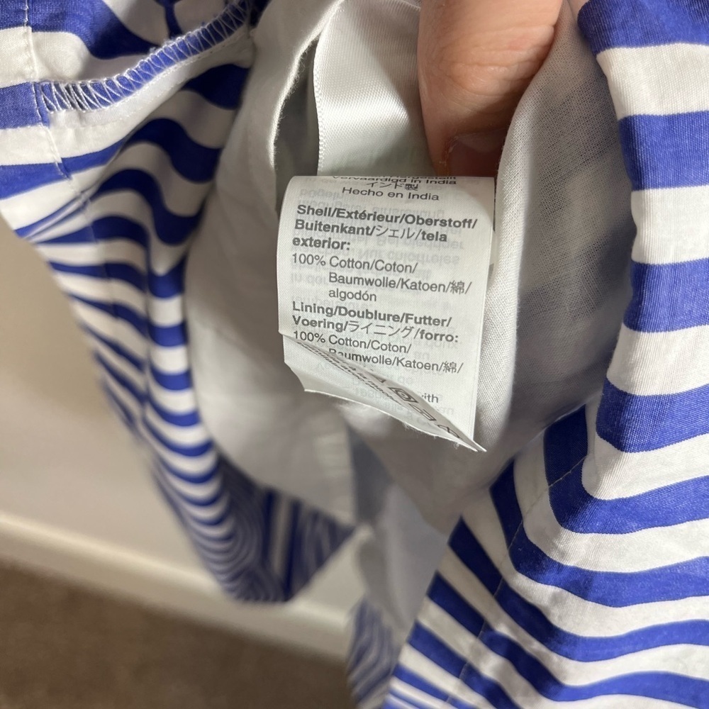 J. Crew Sleeveless Tiered Popover Dress in Mixed Stripe Blue White XS - Picture 7 of 8